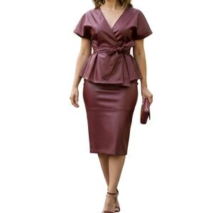 # A013  N by Nancy  Chic  Faux Leather Burgundy  Top – Size XL  NWT